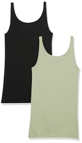 Amazon Essentials Damen Schmal geschnittenes Tanktop mit dünnem Trägern, 2er-Pack, Helles Salbeigrün/Schwarz, XS Amazon Essentials Damen Schmal geschnittenes Tanktop mit dünnem Trägern, 2er-Pack, Helles Salbeigrün/Schwarz, XS von Amazon Essentials