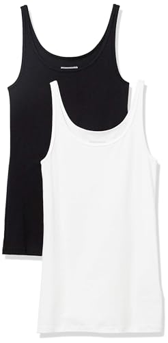 Amazon Essentials Damen Schmal geschnittenes Tanktop mit dünnem Trägern, 2er-Pack, Schwarz/Weiß, XXL von Amazon Essentials