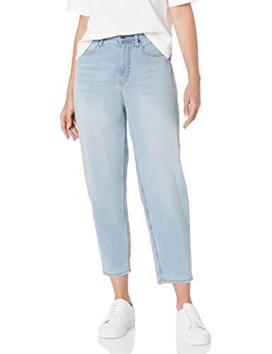 Amazon Essentials Damen Schmal zulaufende, knöchellange Jeans mit Lockerem Bein und hohem Bund - Auslauffarben, Helle Waschung, 44 von Amazon Essentials