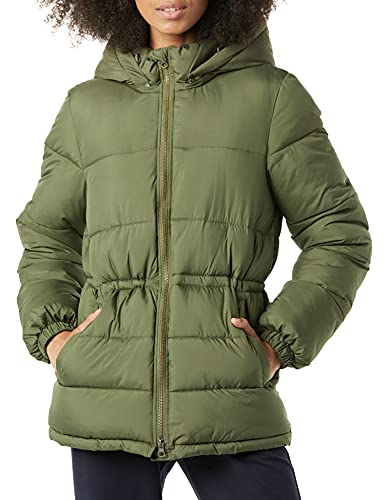 Amazon Essentials Damen Schwere Pufferjacke mit Kordelzug in der Taille, Olivgrün, S von Amazon Essentials