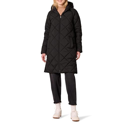 Amazon Essentials Damen Schwerer, Knielanger Puffer-Wintermantel Mit Rautensteppung Und Kapuze, Schwarz, XXL von Amazon Essentials