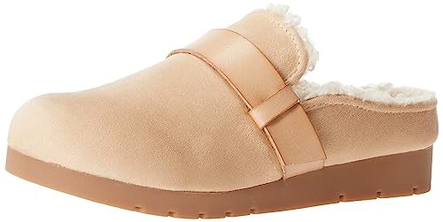 Amazon Essentials Damen Rückenfreie Pantolette Aus Lammfell Mit Memory-Schaum, Sand Suede, 43 EU von Amazon Essentials