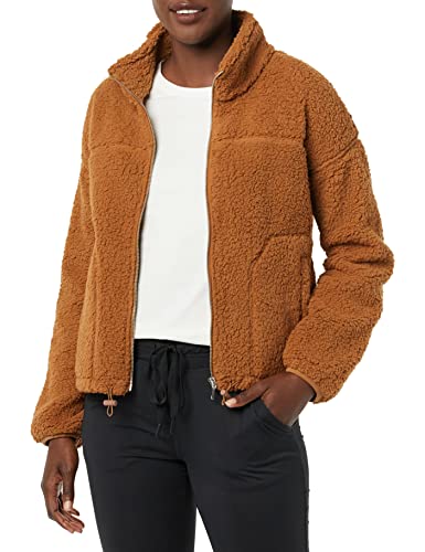 Amazon Essentials Damen Sherpa-Fleecejacke Mit Reißverschluss Und Stehkragen, Dunkelbronze, XL von Amazon Essentials