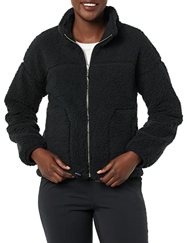 Amazon Essentials Damen Sherpa-Fleecejacke Mit Reißverschluss Und Stehkragen, Schwarz, M von Amazon Essentials