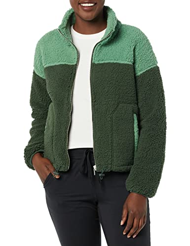 Amazon Essentials Damen Sherpa-Jacke, Dunkelgrün Salbeigrün Shearling, L von Amazon Essentials