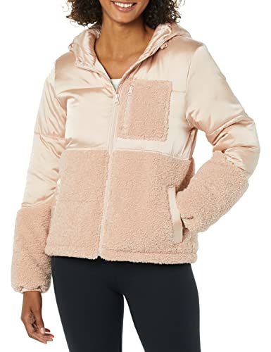 Amazon Essentials Damen Sherpa-Puffer-Jacke, Zartrosa, L von Amazon Essentials