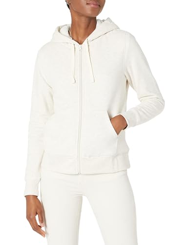 Amazon Essentials Damen Sherpa-gefütterte Fleece-Kapuzenjacke mit durchgehendem Reißverschluss (erhältlich in Übergröße), Haferbeige Meliert, XL von Amazon Essentials