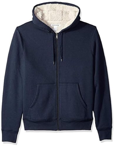 Amazon Essentials Damen Sherpa-gefütterte Fleece-Kapuzenjacke mit durchgehendem Reißverschluss (erhältlich in Übergröße), Marineblau Heidekraut, L von Amazon Essentials