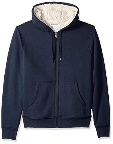 Amazon Essentials Damen Sherpa-gefütterte Fleece-Kapuzenjacke mit durchgehendem Reißverschluss (erhältlich in Übergröße), Marineblau Heidekraut, XXL von Amazon Essentials