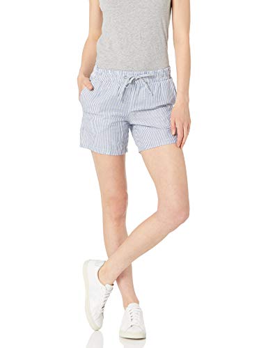 Amazon Essentials Damen Shorts aus Leinengemisch mit Zugband und 12,7 cm Innenbeinlänge (in Übergröße erhältlich), Weiß Streifen, S von Amazon Essentials