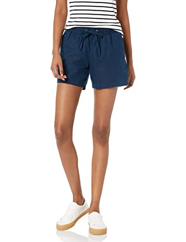 Amazon Essentials Damen Shorts aus Leinengemisch mit Zugband und 12,7 cm Innenbeinlänge (in Übergröße erhältlich), Dunkelblau, S von Amazon Essentials