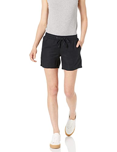 Amazon Essentials Damen Shorts Mit Kordelzug Aus Einer Leinenmischung Mit 13 cm Innennaht (Erhältlich In Übergrößen), Schwarz, L von Amazon Essentials