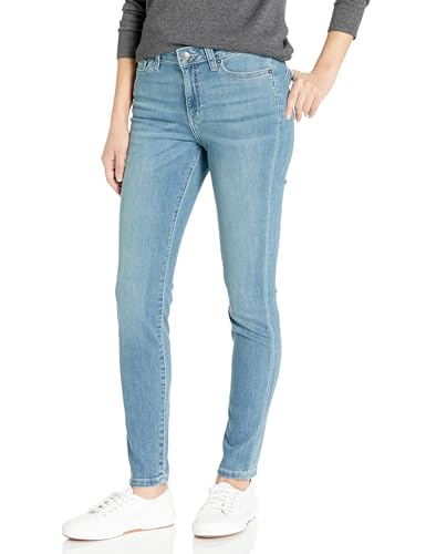 Amazon Essentials Damen Elastische Skinny-Jeans Mit Mittlerer Leibhöhe, Hellblau Gebleicht, 40 Lang von Amazon Essentials