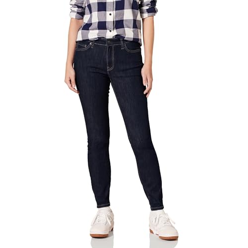 Amazon Essentials Damen Elastische Skinny-Jeans Mit Mittlerer Leibhöhe, Schwarze Spülung, 48 Lang von Amazon Essentials