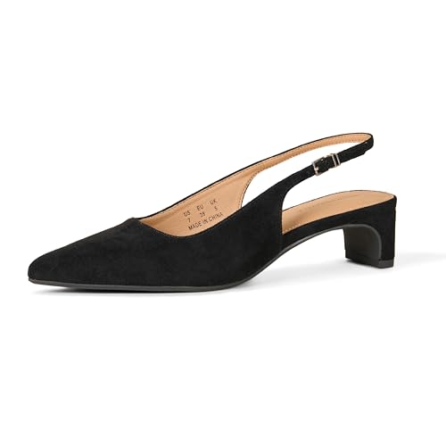Amazon Essentials Damen Slingback Blockabsatz, Schwarz Optik Wildleder, 36 EU von Amazon Essentials