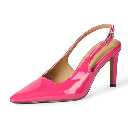 Amazon Essentials Damen Slingback-Pumps, Intensive Rosa Lackleder, 37.5 EU von Amazon Essentials