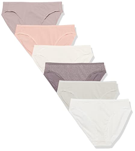 Amazon Essentials Damen Slip Aus Baumwolle Mit Hohem Beinausschnitt (In Übergröße Erhältlich), Atmungsaktiv, 6er-Pack, Ditsy/Punkte, 44 von Amazon Essentials