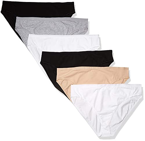 Amazon Essentials Damen Slip Aus Baumwolle Mit Hohem Beinausschnitt (In Übergröße Erhältlich), Atmungsaktiv, 6er-Pack, Neutral, XL Große Größen von Amazon Essentials