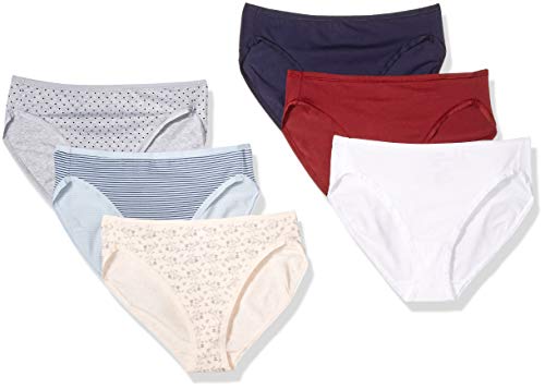 Amazon Essentials Damen Slip aus Baumwolle mit hohem Beinschnitt (in Übergröße erhältlich), 6er-Pack, Kühle Farben/Warm, 42 von Amazon Essentials