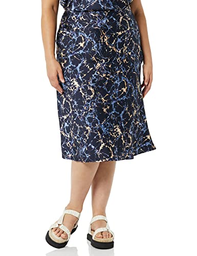 Amazon Essentials Damen Slipdress aus Georgette (Früher Daily Ritual), Marineblau Marmormuster, S von Amazon Essentials