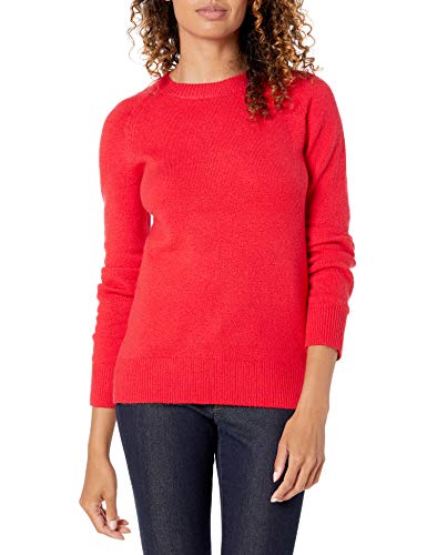 Amazon Essentials Damen Soft-Touch-Langarmpullover mit Rundhalsausschnitt in klassischer Passform, Rot, M von Amazon Essentials