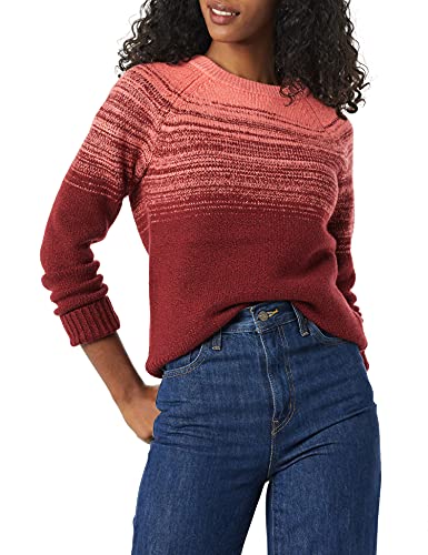Amazon Essentials Damen Soft-Touch-Pullover mit Rundhalsausschnitt, Burgunderrot Korallenrosa Schatteneffekt, XL von Amazon Essentials