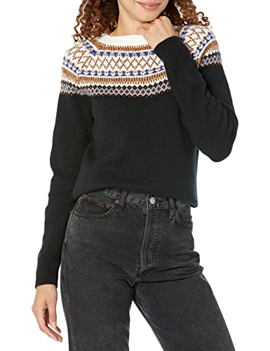 Amazon Essentials Damen Soft-Touch-Pullover mit Rundhalsausschnitt und Fair-Isle-Muster, Schwarz Classic Fairisle, XXL von Amazon Essentials