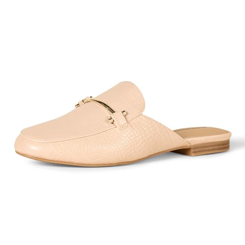 Amazon Essentials Damen Spangenpantolette, Beige Krokodil, 37 EU von Amazon Essentials