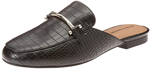 Amazon Essentials Damen Spangenpantolette, Schwarz Krokodilaufddruck, 44 EU von Amazon Essentials