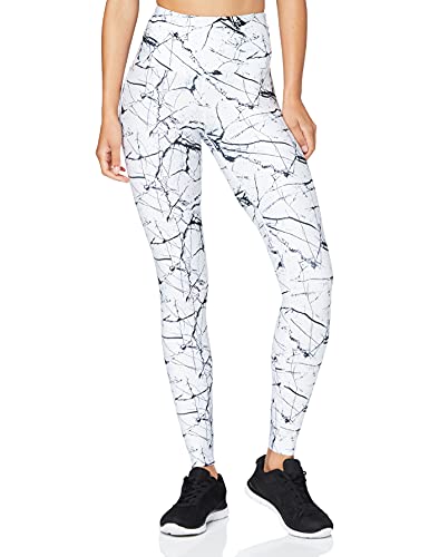 Amazon Essentials Damen Sport-Legging mit hoher Taille, Weiß Marmormuster, M von Amazon Essentials