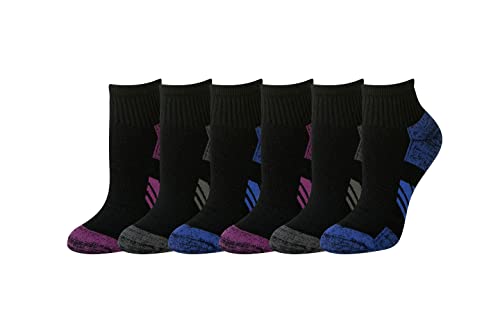 Amazon Essentials Damen Sportliche, gepolsterte Funktions-Knöchelsocken aus Baumwolle, 6 Paar, Schwarz, 36-39.5 von Amazon Essentials