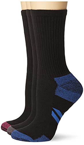 Amazon Essentials Damen Funktions-Crew-Sportsocken aus Baumwolle, Gepolstert, 6er-Pack, Schwarz Querstreifen, 36-39.5 von Amazon Essentials