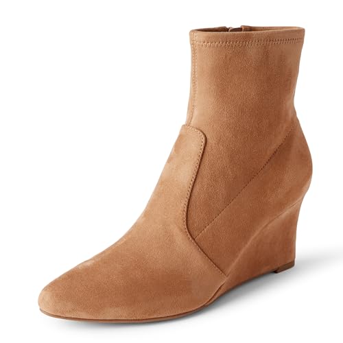 Amazon Essentials Damen Stiefeletten Mit Keilabsatz Und Reißverschluss, Bräunen Optik Wildleder, 38.5 EU von Amazon Essentials
