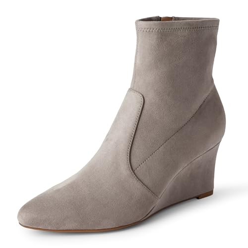 Amazon Essentials Damen Stiefeletten Mit Keilabsatz Und Reißverschluss, Taupe Optik Wildleder, 37.5 EU von Amazon Essentials