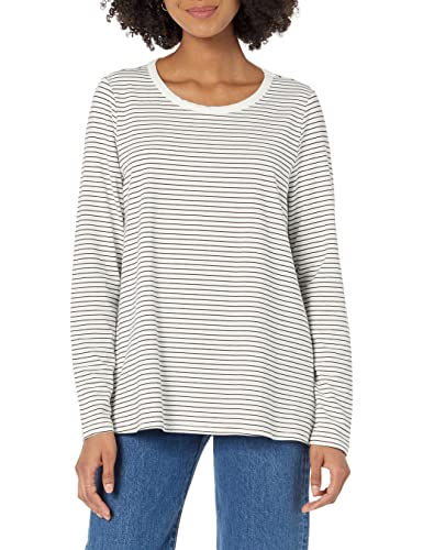 Amazon Essentials Damen Still-T-Shirt, Schwarz Weiß Thin Stripe, XXL von Amazon Essentials