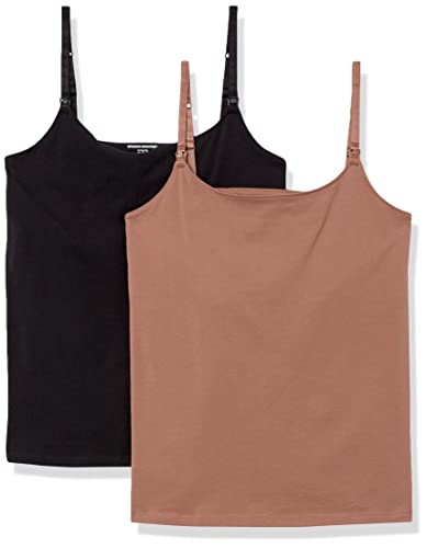 Amazon Essentials Damen Stillfreundliches Umstands-Unterhemd, 2er-Pack, Braun/Schwarz, L von Amazon Essentials