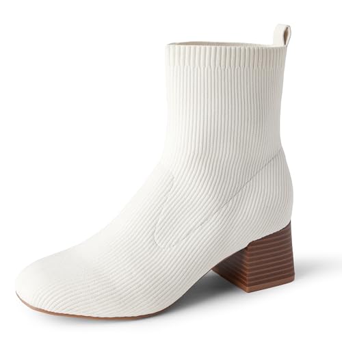 Amazon Essentials Damen Stretch-Stiefeletten Aus Strick, Elfenbein, 38.5 EU von Amazon Essentials