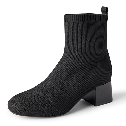 Amazon Essentials Damen Stretch-Stiefeletten Aus Strick, Schwarz, 38.5 EU von Amazon Essentials