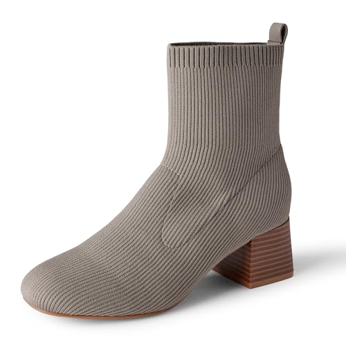 Amazon Essentials Damen Stretch-Stiefeletten Aus Strick, Taupe, 37.5 EU von Amazon Essentials