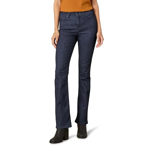 Amazon Essentials Damen Stretchige Slim-Bootcut-Jeans Mit Mittlerer Leibhöhe, Leicht Ausgespült, 44 Lang von Amazon Essentials