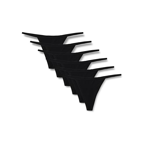 Amazon Essentials Damen Mikrofaser-Tanga (G-String & Hohe Taille), 6er-Pack, Schwarz, 46 von Amazon Essentials