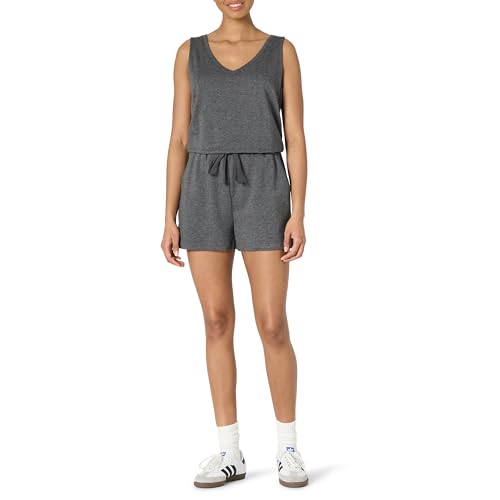 Amazon Essentials Damen Studio-Frottee-Strampler, Dunkelgrau Meliert, XXL von Amazon Essentials