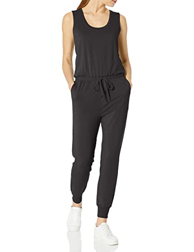 Amazon Essentials Damen Studio-Frotteefleece-Jumpsuit (Erhältlich in Übergröße), Schwarz, S von Amazon Essentials