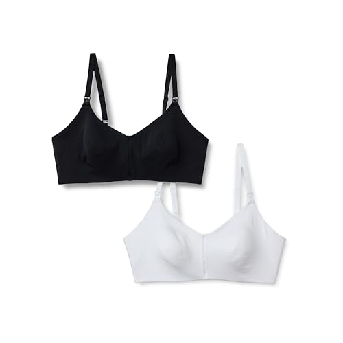 Amazon Essentials Damen Stützender Still-BH Aus Baumwolljersey, 2er-Pack, Schwarz/Weiß, 75B von Amazon Essentials