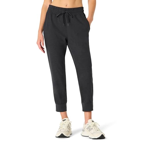 Amazon Essentials Damen Weiche Funktions-Capri-Jogginghose, 60cm Beininnenlänge, Schwarz Space-dye, XL von Amazon Essentials