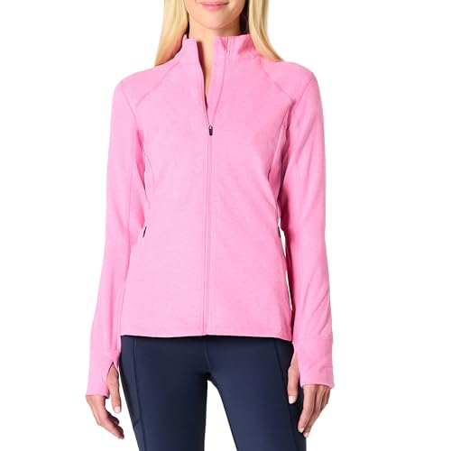 Amazon Essentials Damen Supersofte Stretch-Performance-Jacke mit durchgehendem Reißverschluss, Rosa Space-dye, M von Amazon Essentials