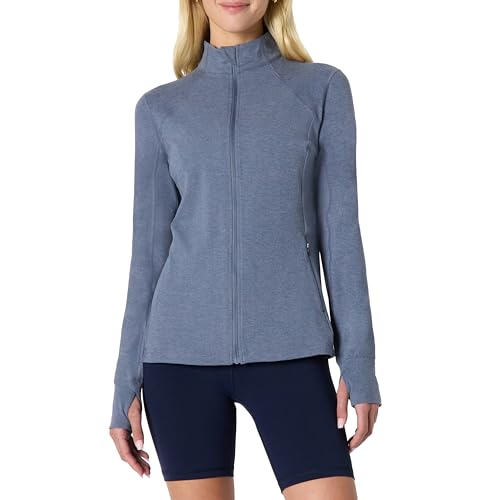 Amazon Essentials Damen Weiche Stretch-Funktionsjacke mit durchgehendem Reißverschluss, Schiefer Space-dye, XS von Amazon Essentials