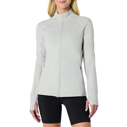 Amazon Essentials Damen Weiche Stretch-Funktionsjacke mit durchgehendem Reißverschluss, Taube Space-dye, L von Amazon Essentials