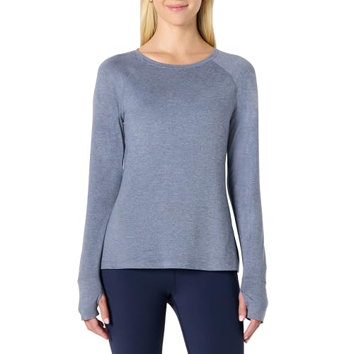 Amazon Essentials Damen Supersoftes, langärmeliges Rundhalsshirt mit Stretch-Funktion, Schiefer Space-dye, XL von Amazon Essentials