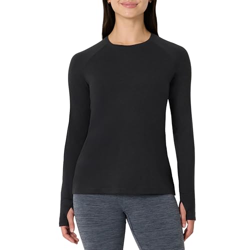 Amazon Essentials Damen Weiches langärmeliges Funktions-Stretch-Rundhalsshirt, Schwarz Space-dye, XS Amazon Essentials Damen Weiches langärmeliges Funktions-Stretch-Rundhalsshirt, Schwarz Space-dye, XS von Amazon Essentials